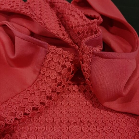 3/$20 Cleo Sleeveless Crochet Overlay Top Floral Lace Hem Barbie Pink Scoop Neck - Picture 9 of 11